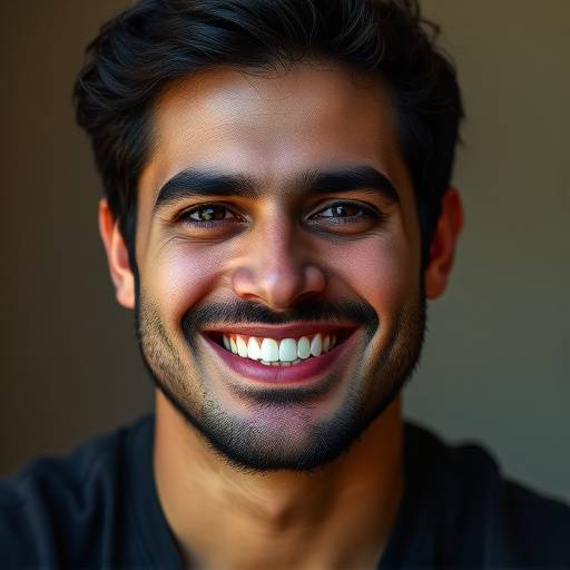 Foto de Pedro Henrique, sorrindo, com cabelo preto.